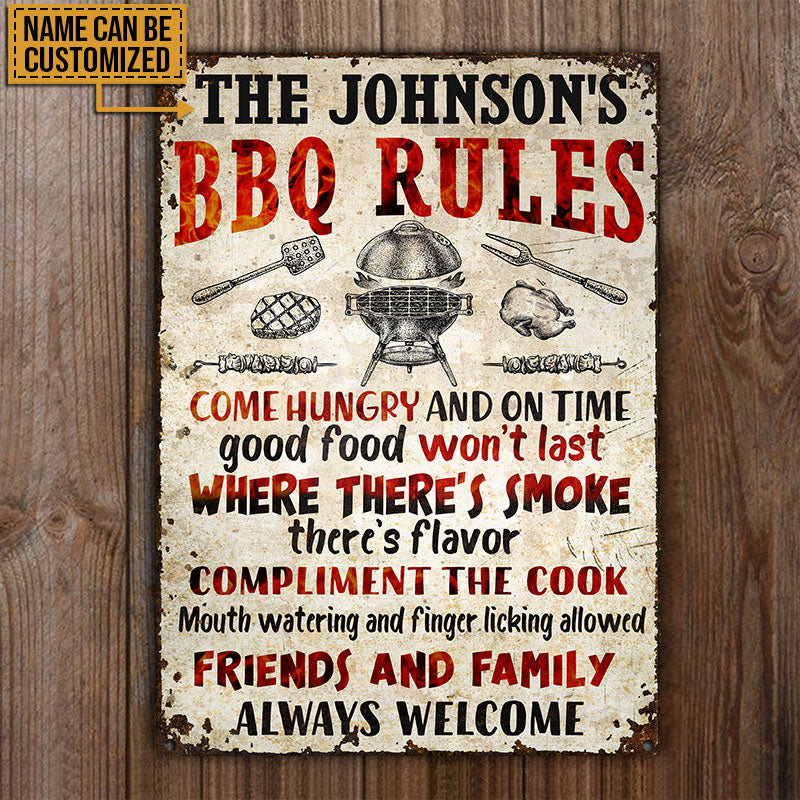 Personalized Grilling BBQ Rules Customized Classic Metal Signs