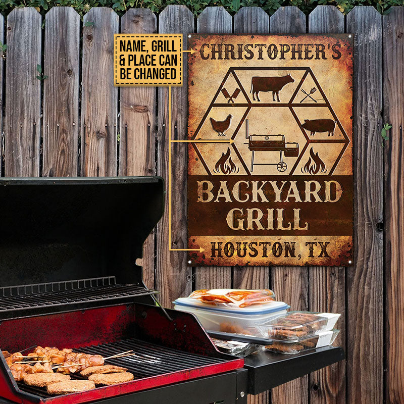 Personalized Grilling Backyard Grill Custom Classic Metal Signs