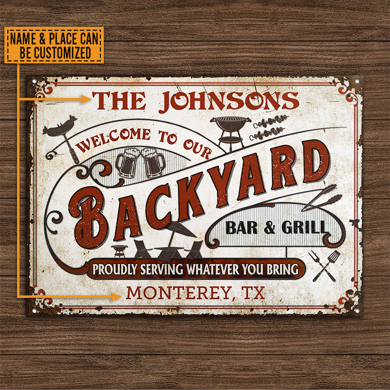 Personalized Grilling Backyard Whatever You Bring Custom Classic Metal Signs