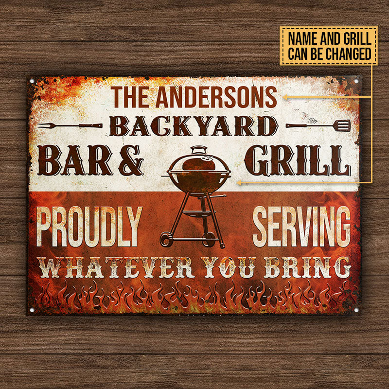 Personalized Grilling Proudly Serving Custom Classic Metal Signs