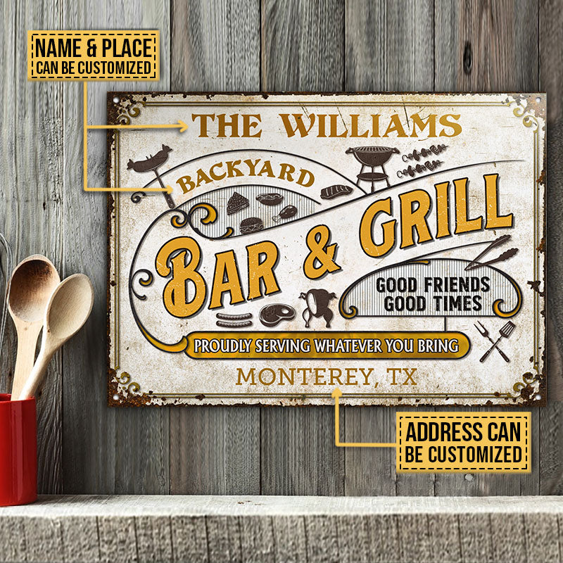 Personalized Grilling Proudly Serving Color Customized Classic Metal Signs