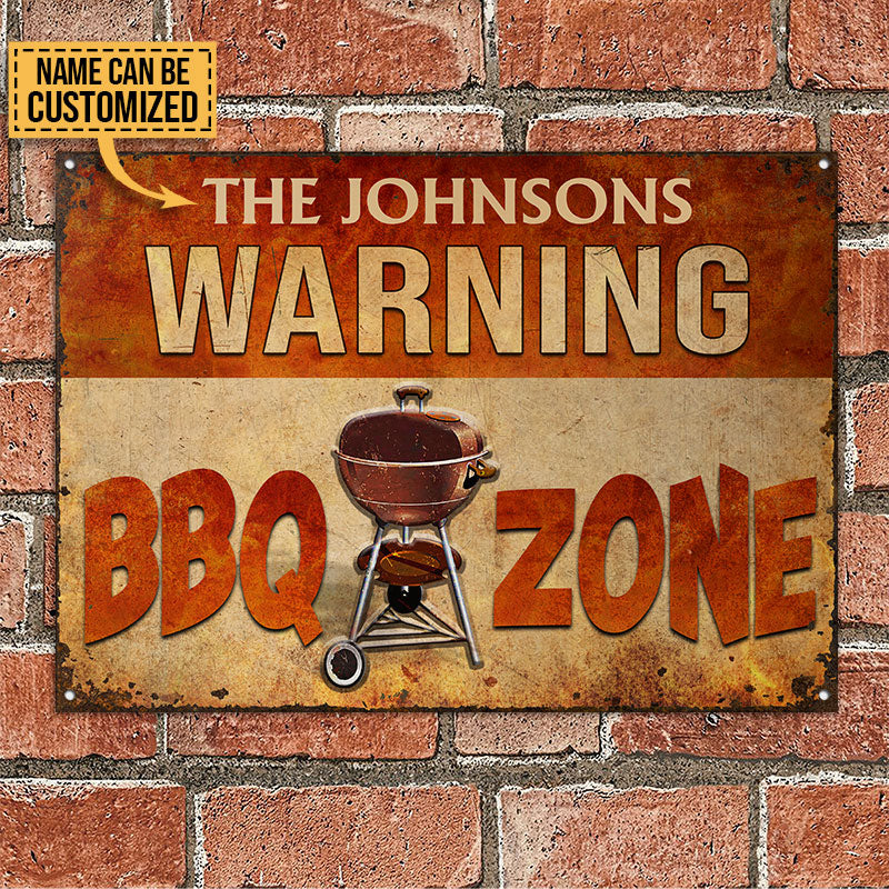 Personalized Grilling Warning BBQ Zone Custom Classic Metal Signs
