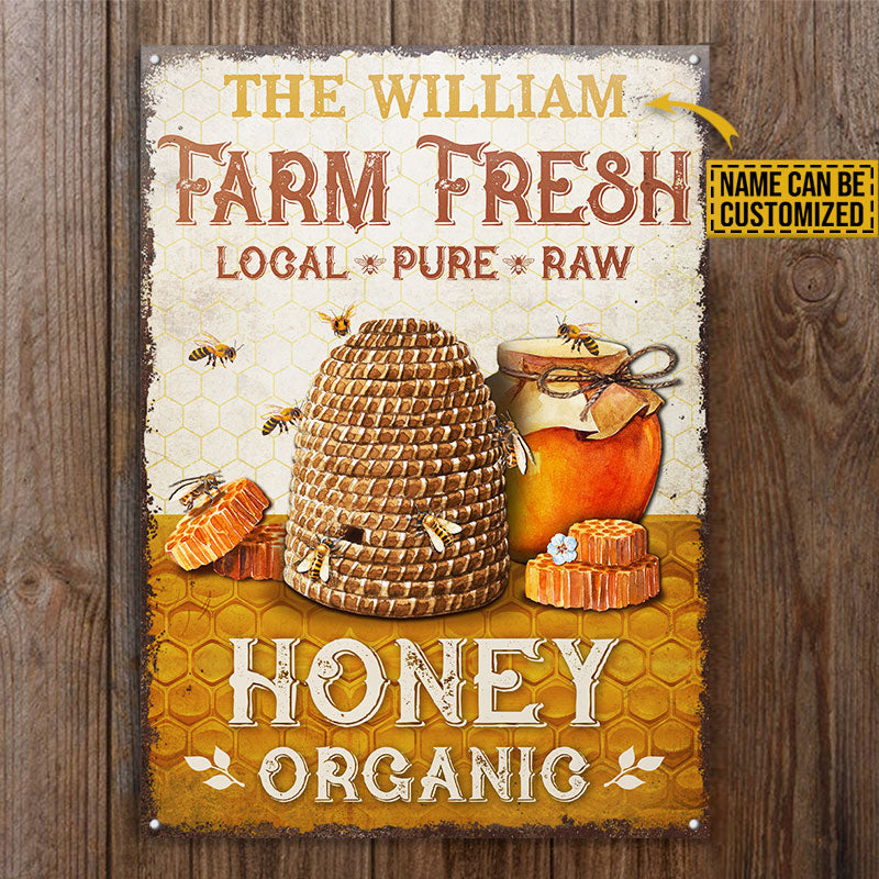 Personalized Honey Bee Farm Fresh Customized Classic Metal Signs