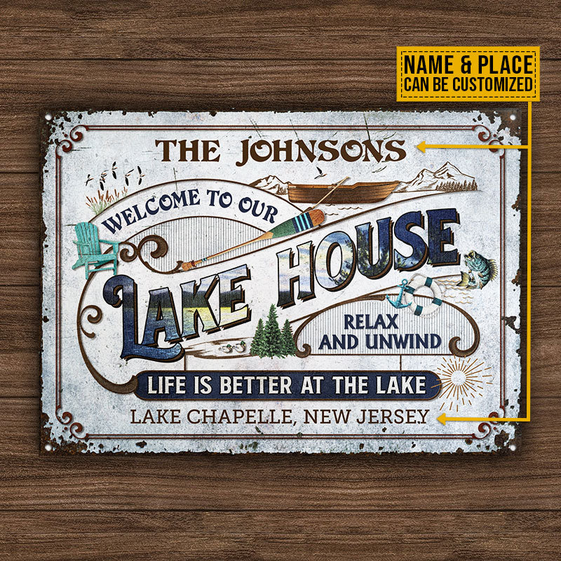 Personalized Lake Blue Vintage Life Is Better Custom Classic Metal Signs