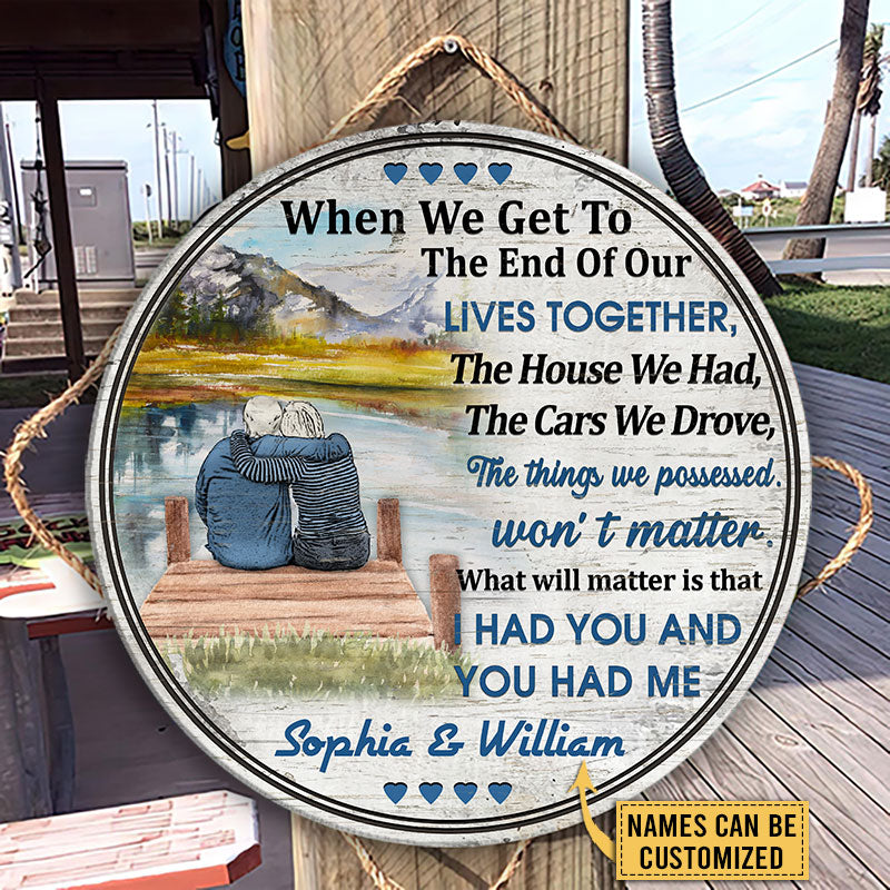 Personalized Lake Get The End Together Custom Wood Circle Sign