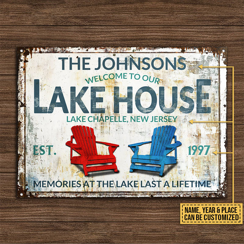 Personalized Lake House Last A Lifetime Custom Classic Metal Signs