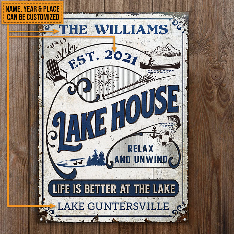 Personalized Lake House Life Is Better At The Lake Custom Classic Metal Signs