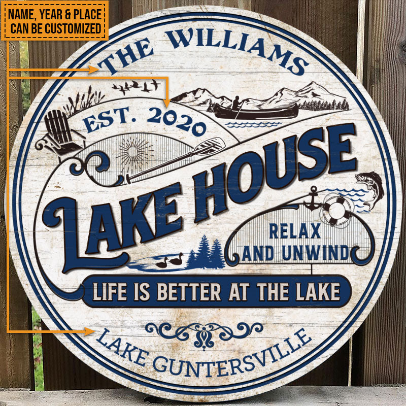 Personalized Lake House Life Is Better At The Lake Custom Wood Circle Sign