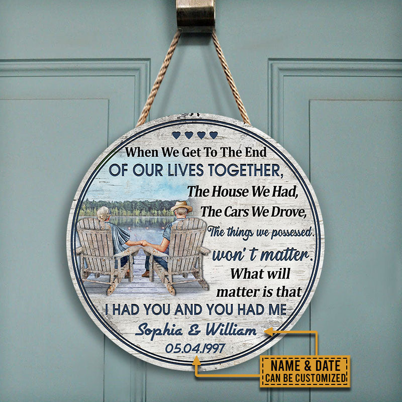 Personalized Lake Old Couple When We Get Date Custom Wood Circle Sign