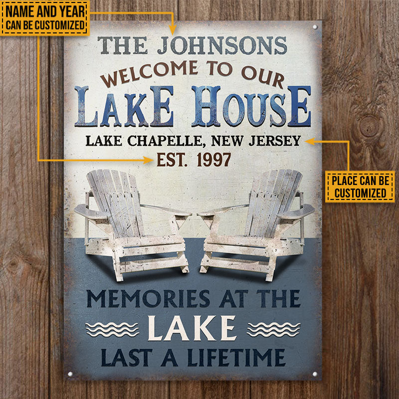 Personalized Lake Vertical Memories At The Lake Custom Classic Metal Signs