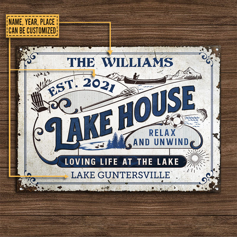Personalized Loving Life At The Lake Custom Classic Metal Signs