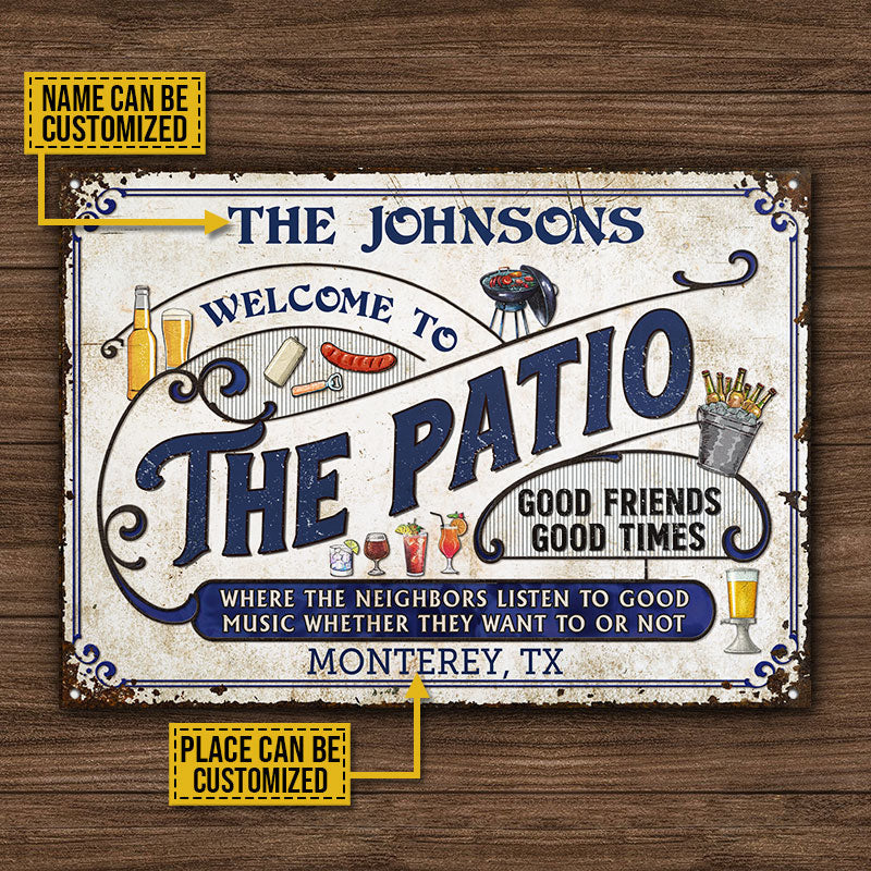 Personalized Patio Grilling Blue Listen To The Good Music Custom Classic Metal Signs