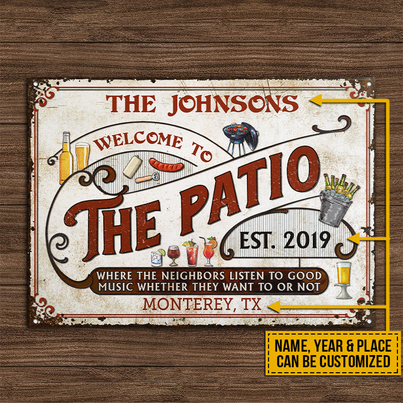 Personalized Patio Grilling Red Listen To The Good Music Year Custom Classic Metal Signs