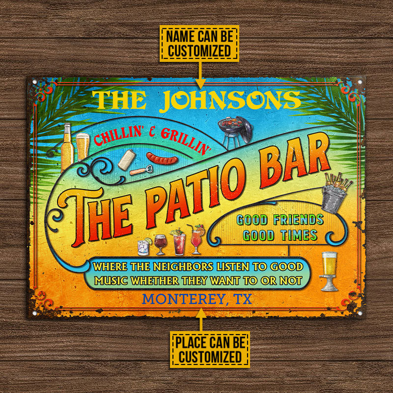 Personalized Patio Grilling Summer Listen To The Good Music Chillin Custom Classic Metal Signs