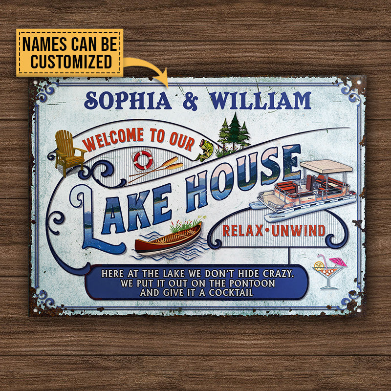 Personalized Pontoon Here At The Lake Custom Classic Metal Signs