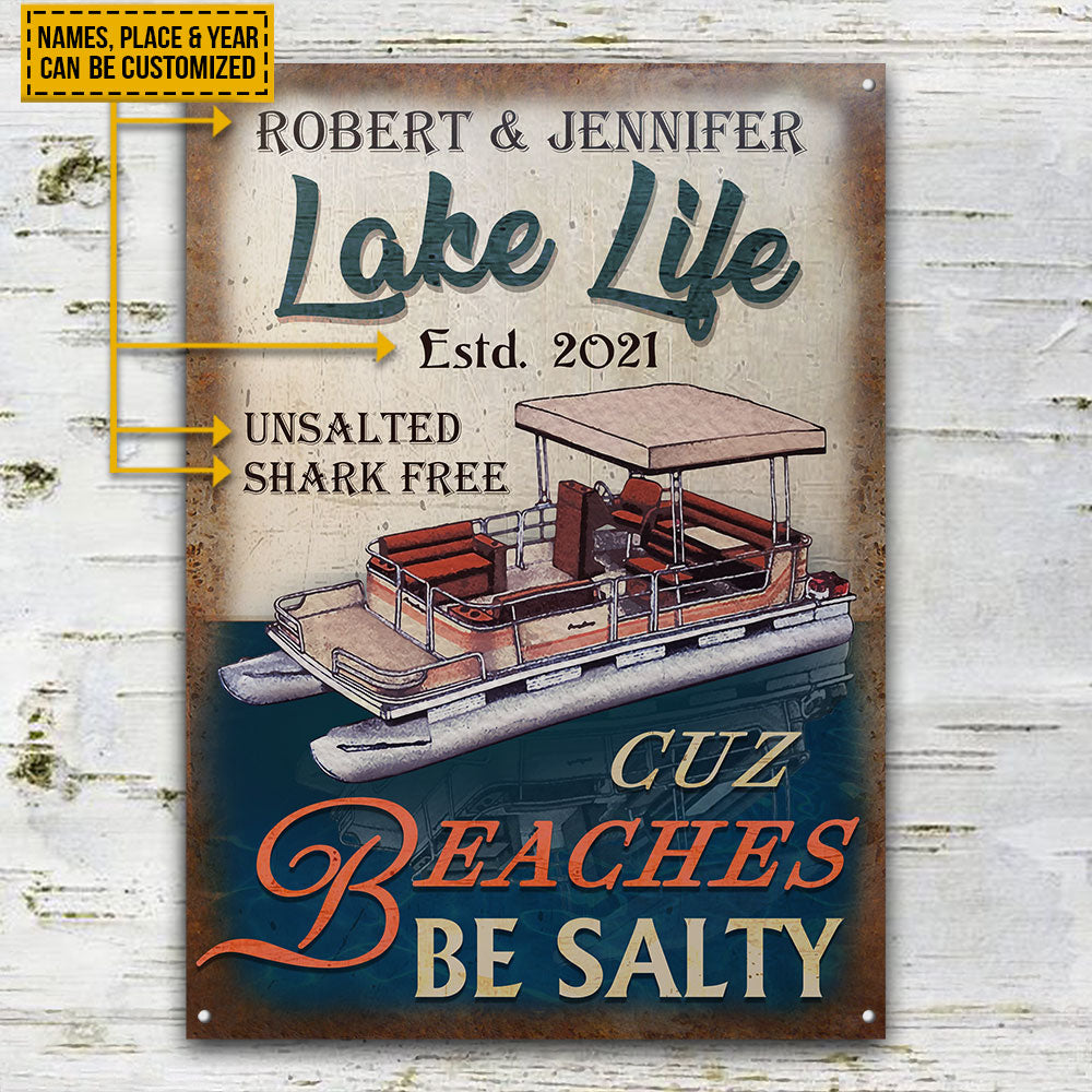 Personalized Pontoon Lake Life Salty Customized Classic Metal Signs