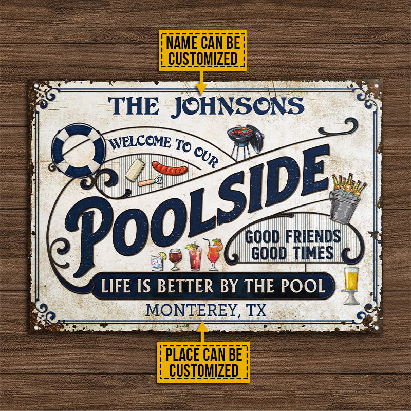 Personalized Pool Grilling Blue Life Is Better Custom Classic Metal Signs
