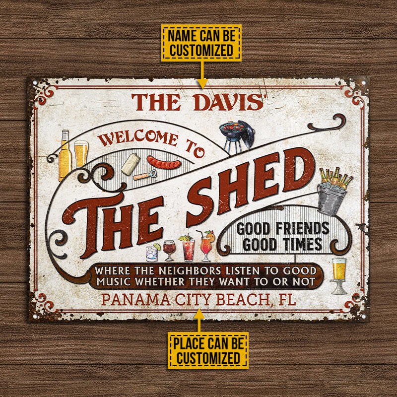 Personalized Shed Grilling Red Listen To The Good Music Custom Classic Metal Signs