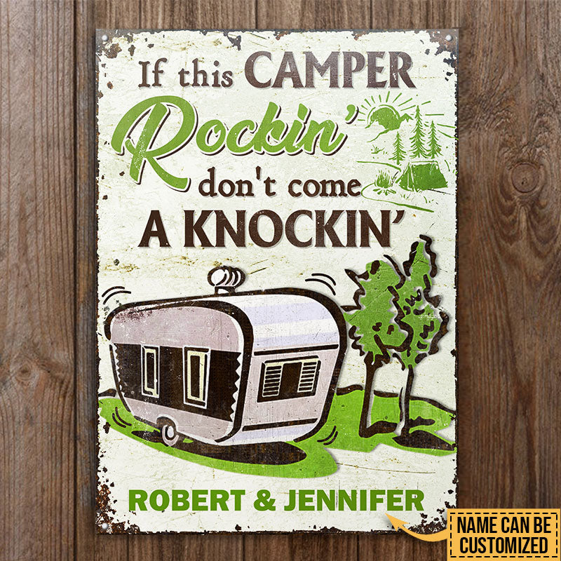 Personalized Camping Rockin Come Knockin Customized Classic Metal Signs