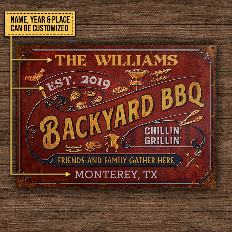 Personalized Grilling Friends & Family Customized Metal Signs