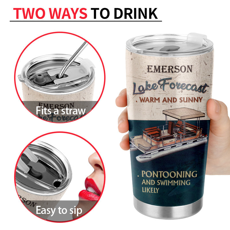 Personalized Pontooning Lake Forecast Warm And Sunny Customized Tumbler