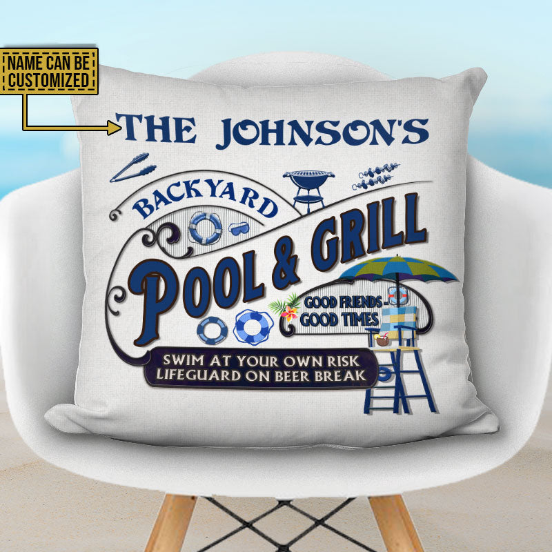 Pool Grilling Backyard At Your Own Risk Custom Pillow
