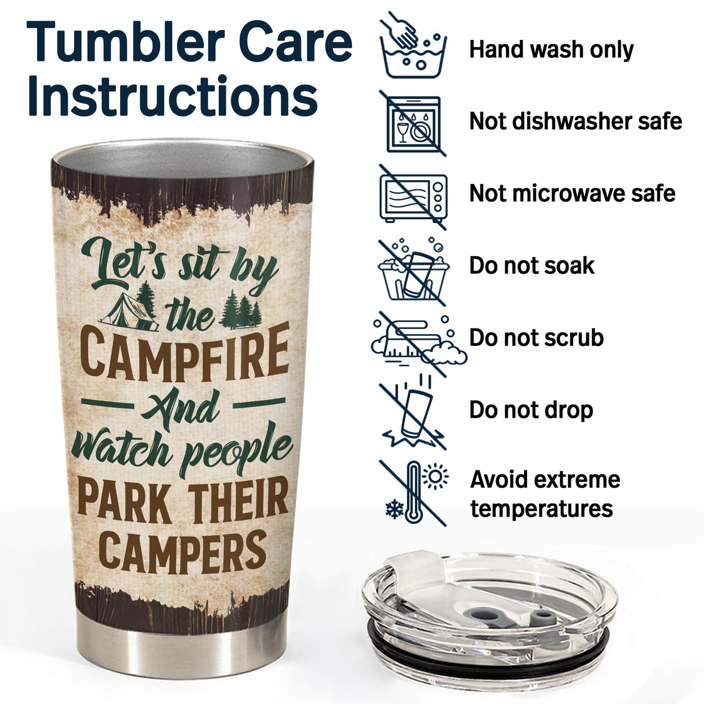 Custom Photo Camping Partners For Life Husband Wife - Gift For Couples - Personalized Custom Tumbler