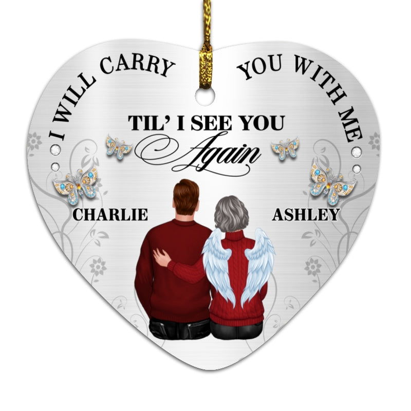 Carry You With Me Memorial Personalized Heart Ornament