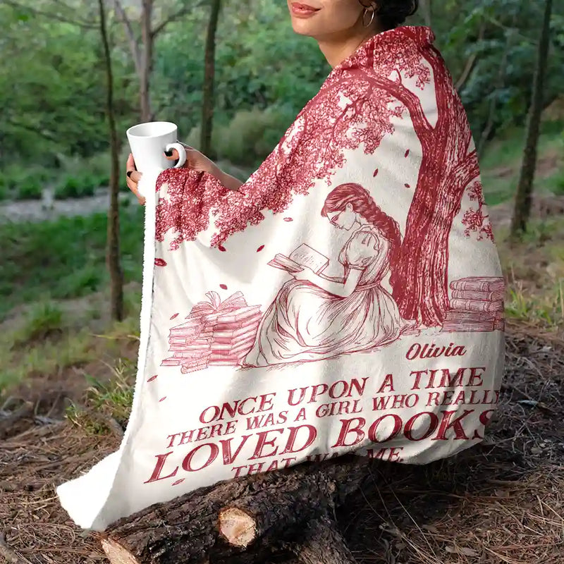 Reading Once Upon A Time There Was A Girl - Personalized Fleece Blanket