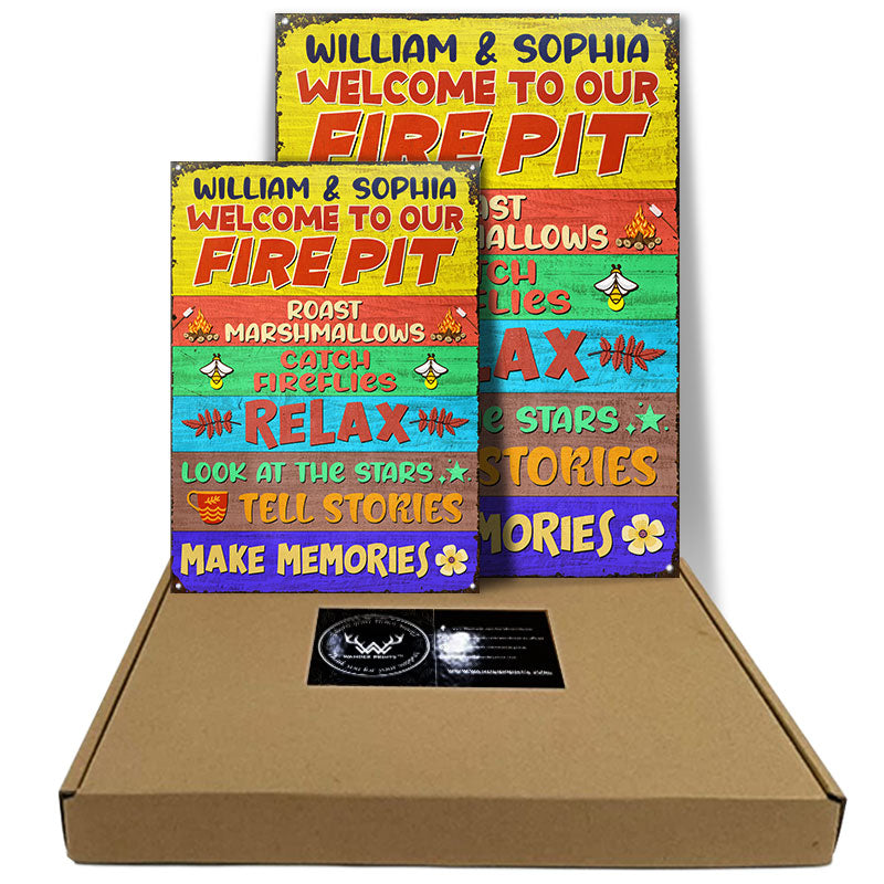 Roast Marshmallows Firepit Rules - Personalized Custom Classic Metal Signs