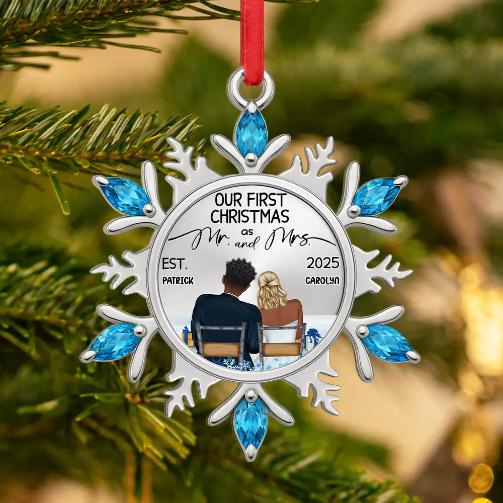 Snowflake First Christmas Couple - Personalized Acrylic Ornament