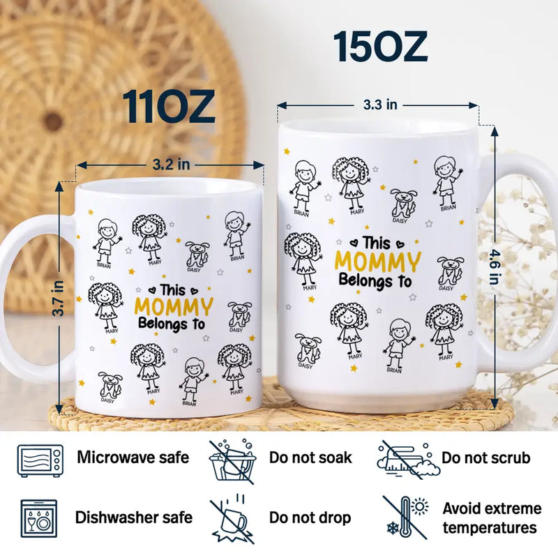 Stick Figures This Grandpa Grandma Belongs To Kids Pet - Personalized White Edge-to-Edge Mug