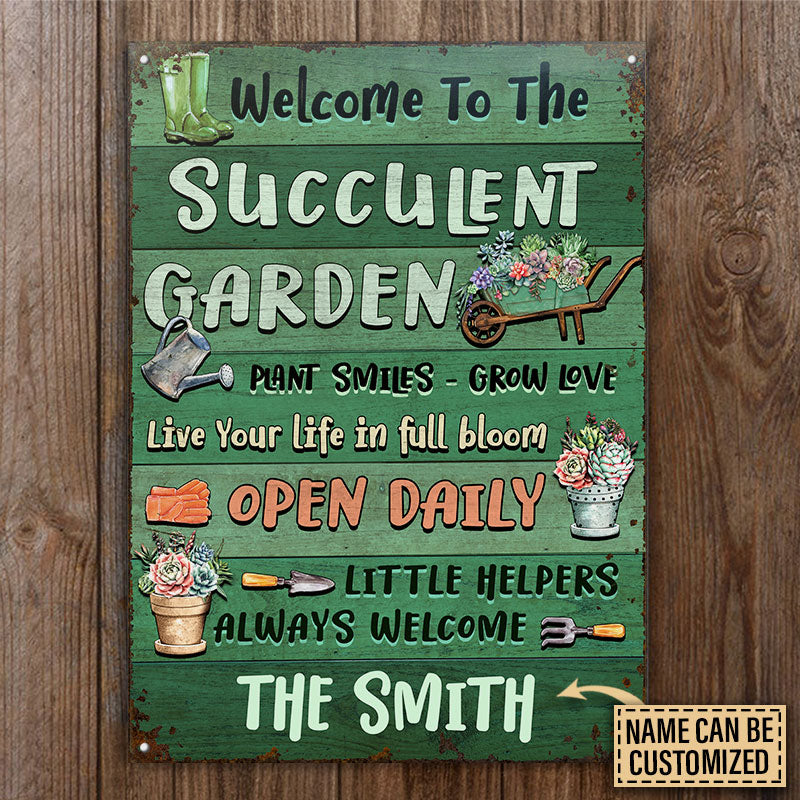 Succulent Garden Plant Smiles Love Custom Classic Metal Signs
