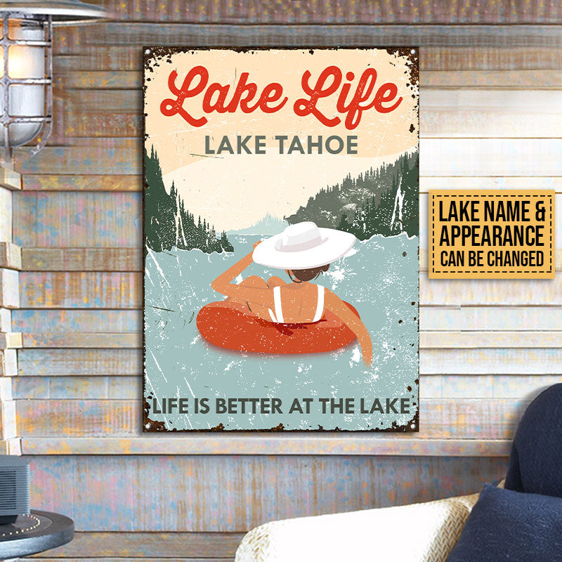 Swimming Lake Life At Lake Custom Classic Metal Signs