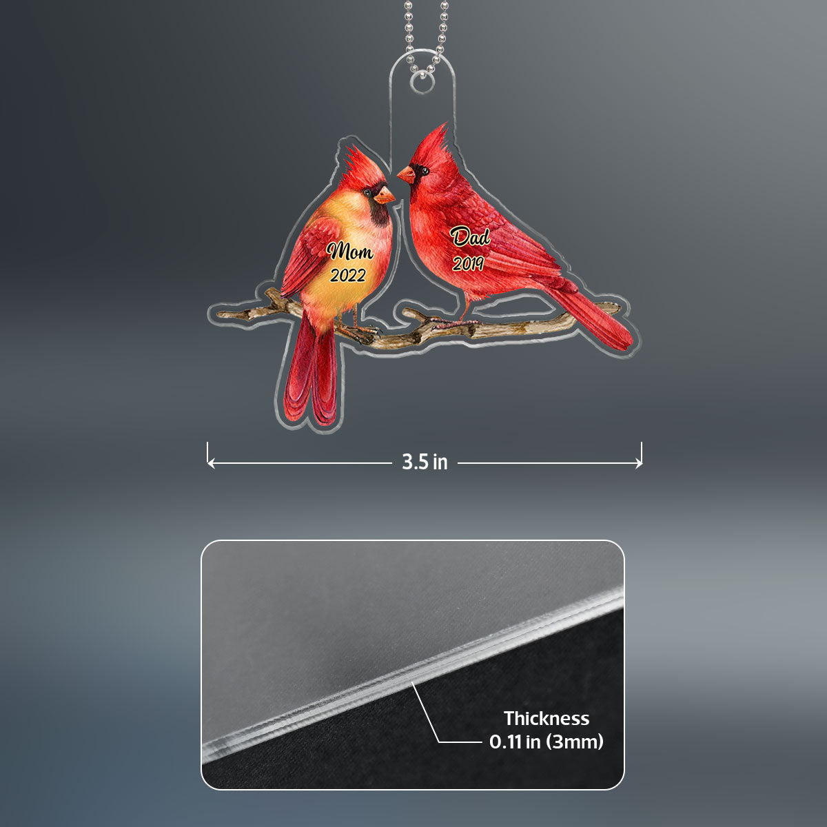 Memorial Cardinal Dad Mom Personalized Christmas Ornament