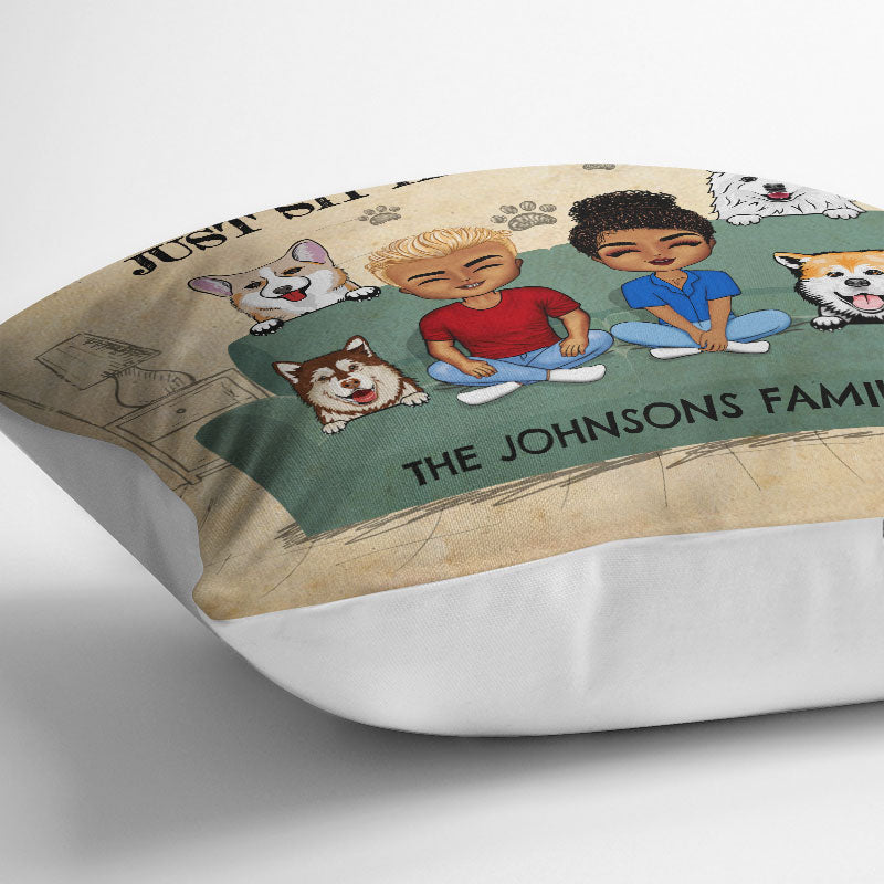 Dog Lovers Couple Chibi This Is Our Couch - Personalized Custom Pillow