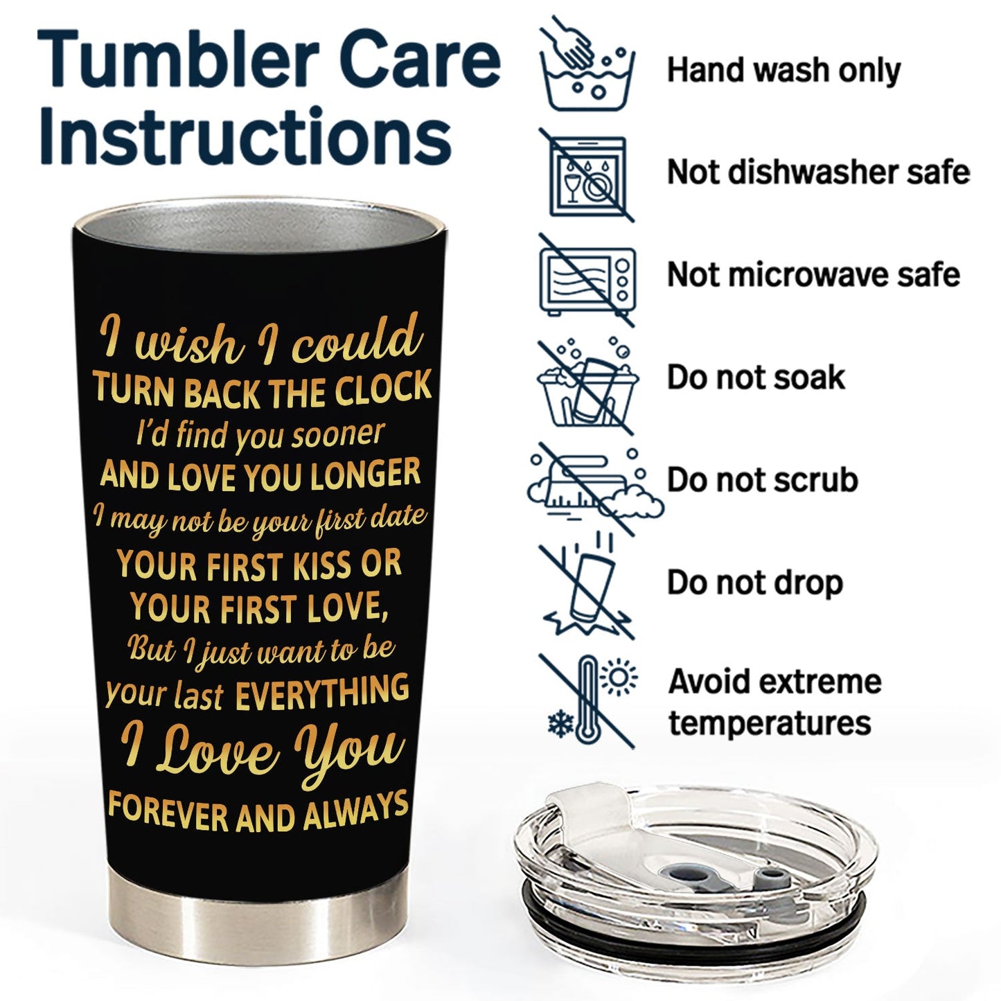 Custom Photo I Wish I Could Turn Back The Clock Husband Wife - Gift For Camping Couples - Personalized Custom Tumbler