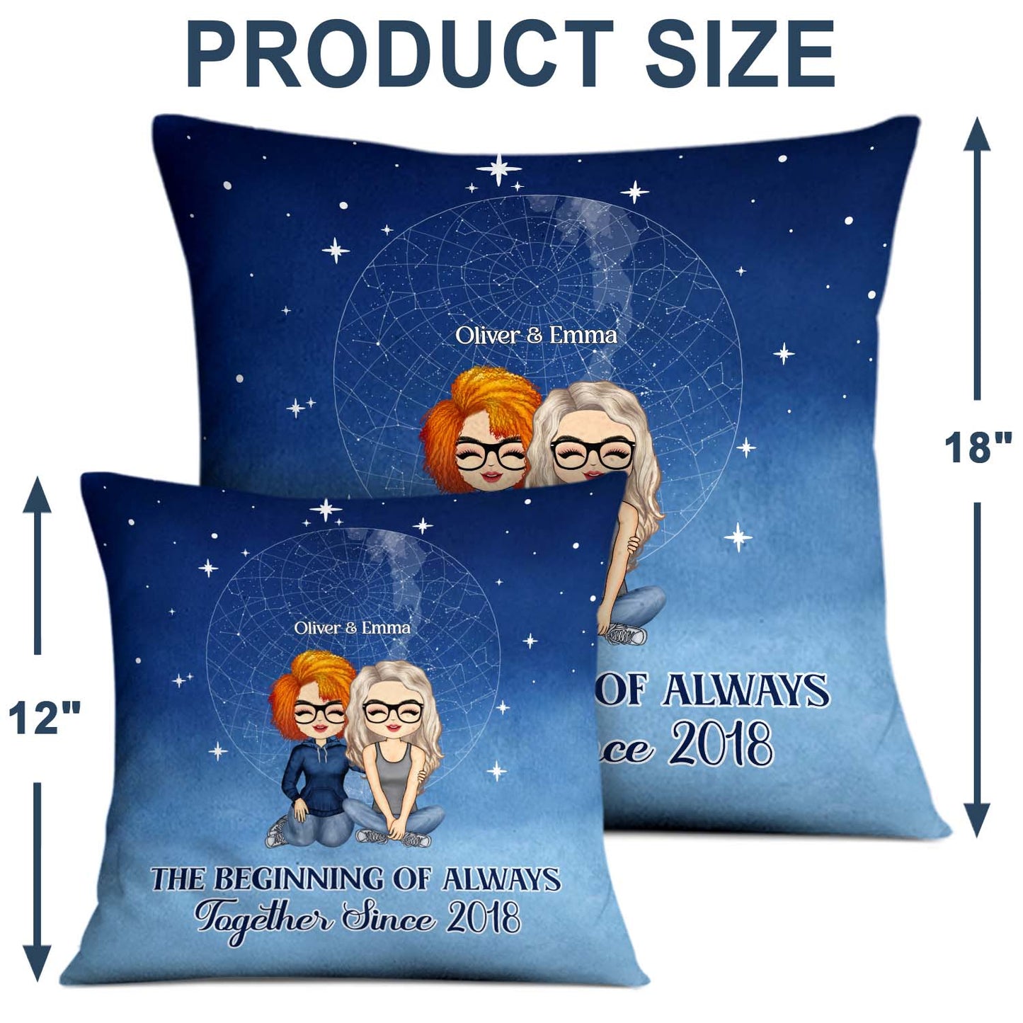 Star Map The Beginning Of Always - Couples Gift - Personalized Custom Pillow