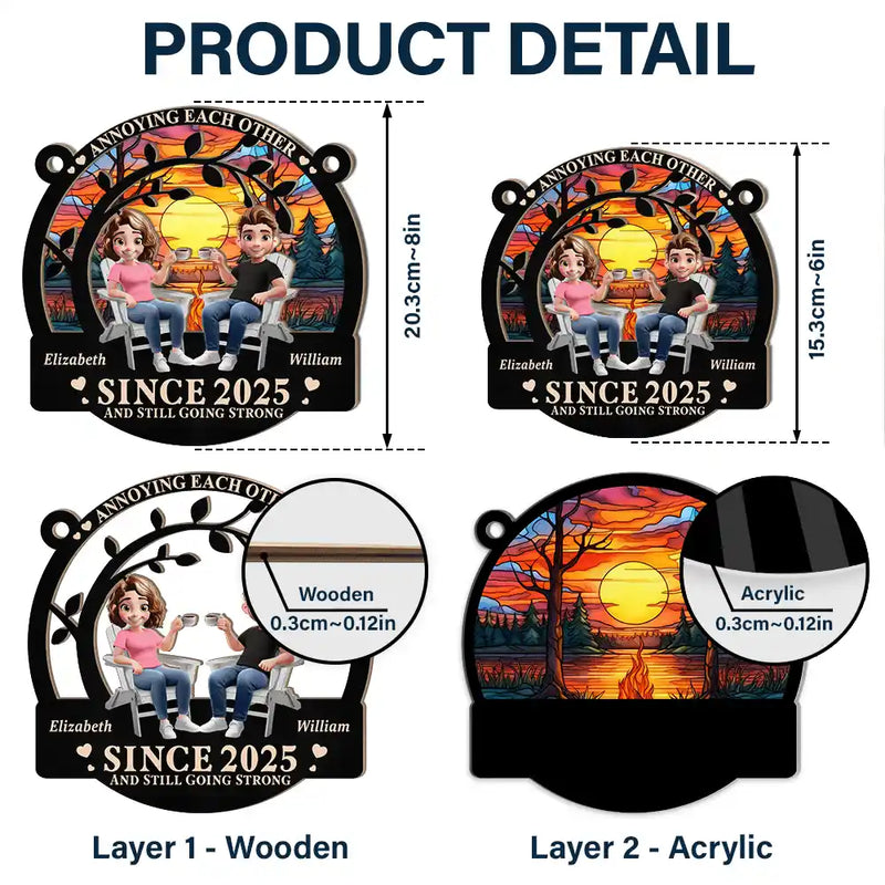 3D Effect Couple Annoying Each Other - Personalized Window Hanging Suncatcher Ornament