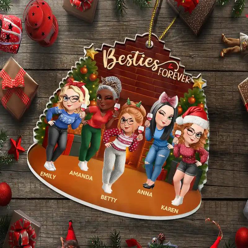 3D Effect Turban Woman Besties Forever - Personalized Custom Shaped Acrylic Ornament