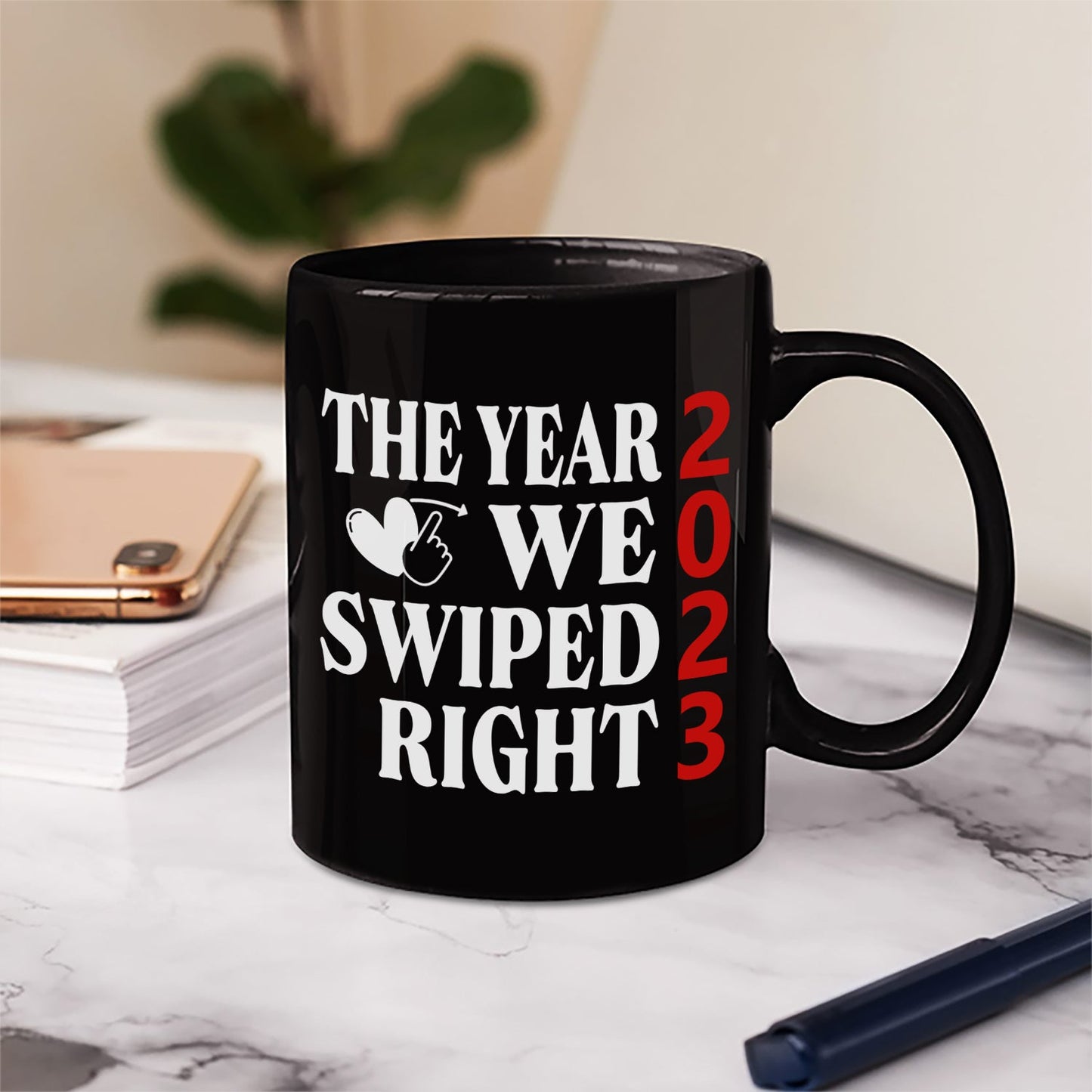 The Year We Swiped Right - Gift For Couples - Personalized Mug