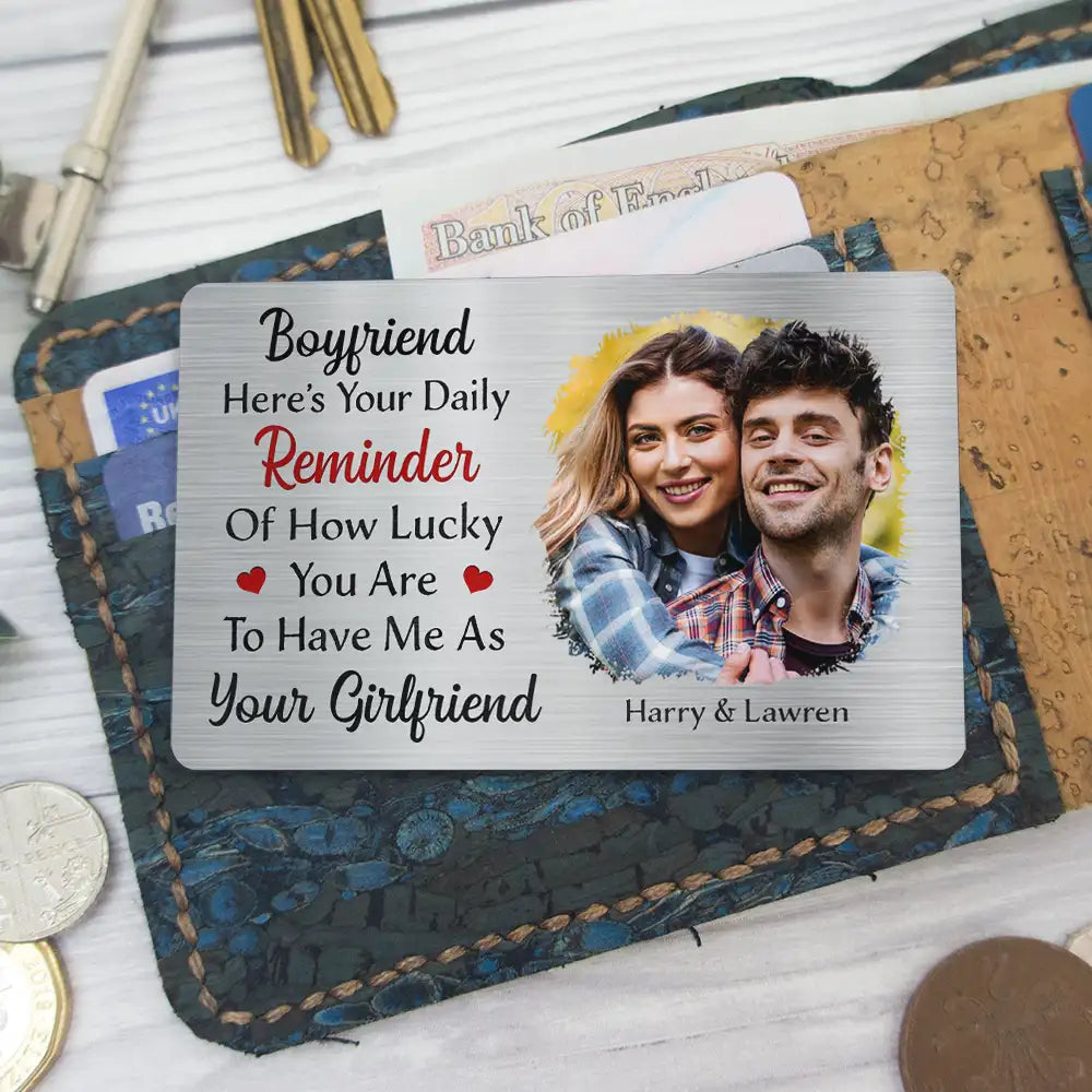 Custom Photo Husband How Lucky You Are - Personalized Aluminum Wallet Card