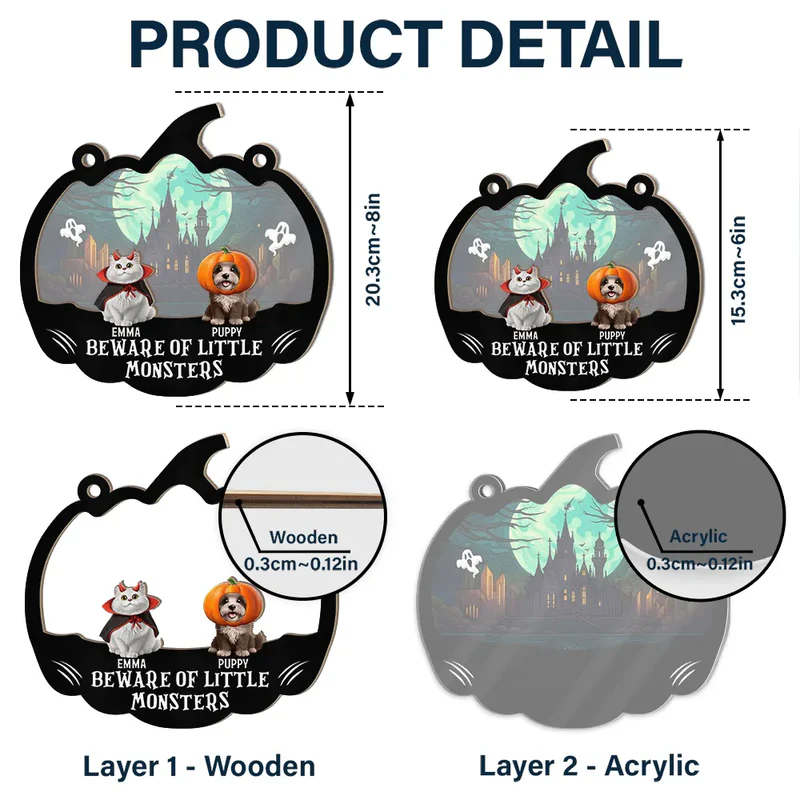 Beware Of Little Woofsters & Meownsters - Personalized Window Hanging Suncatcher Ornament