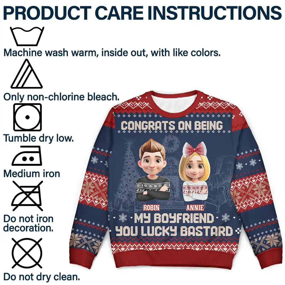 Christmas Couple Congrats On Being My Husband You Lucky Man - Personalized Unisex Ugly Sweater