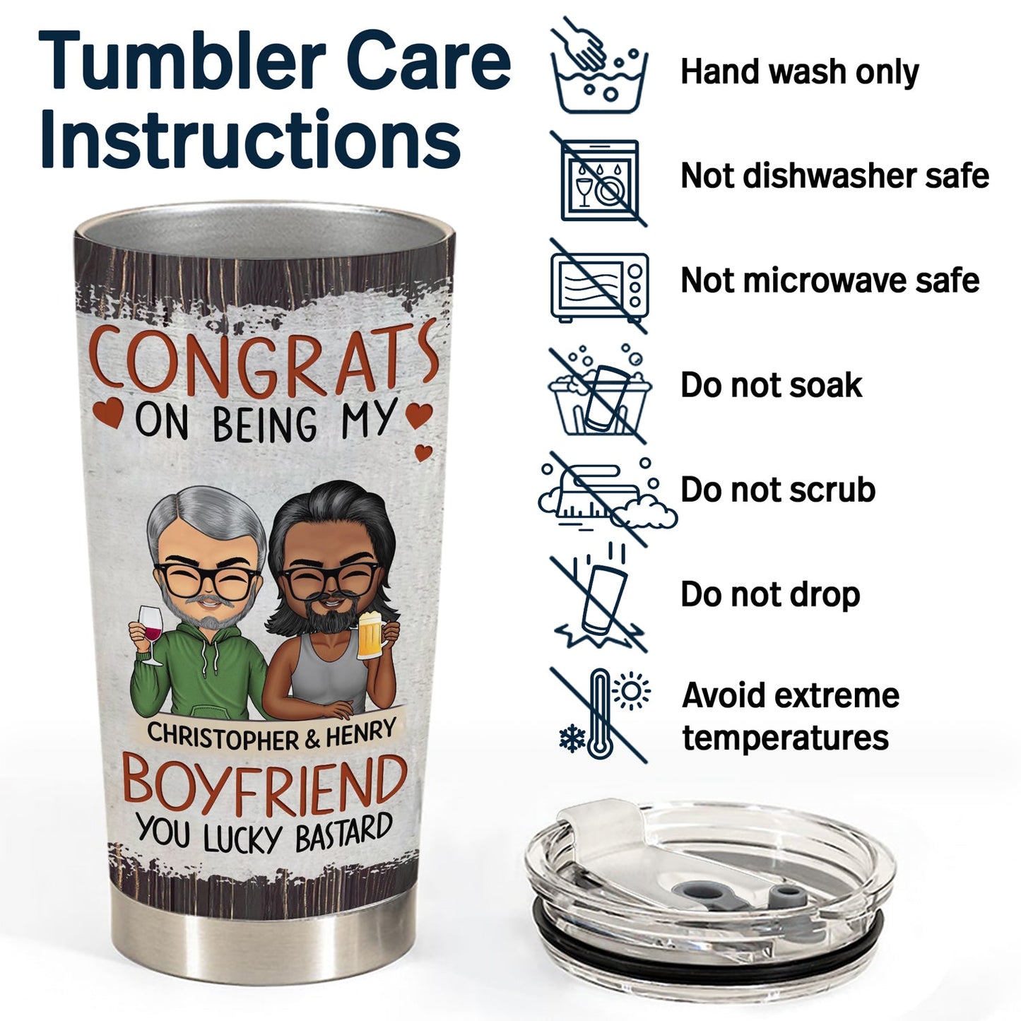 Congrats On Being My Husband Chibi - Anniversary, Vacation, Funny Gift For Couples, Family - Personalized Tumbler