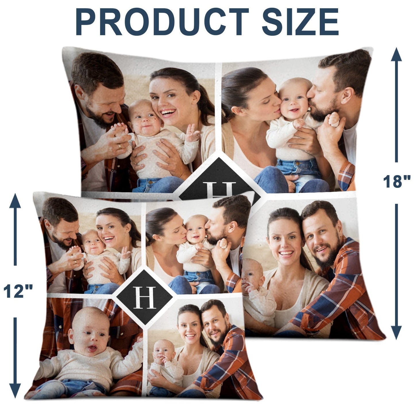 Custom Photo Monogram Letter - Birthday, Holiday Gift For Family, Friend, Parent, Couple, Grandparent - Personalized Pillow