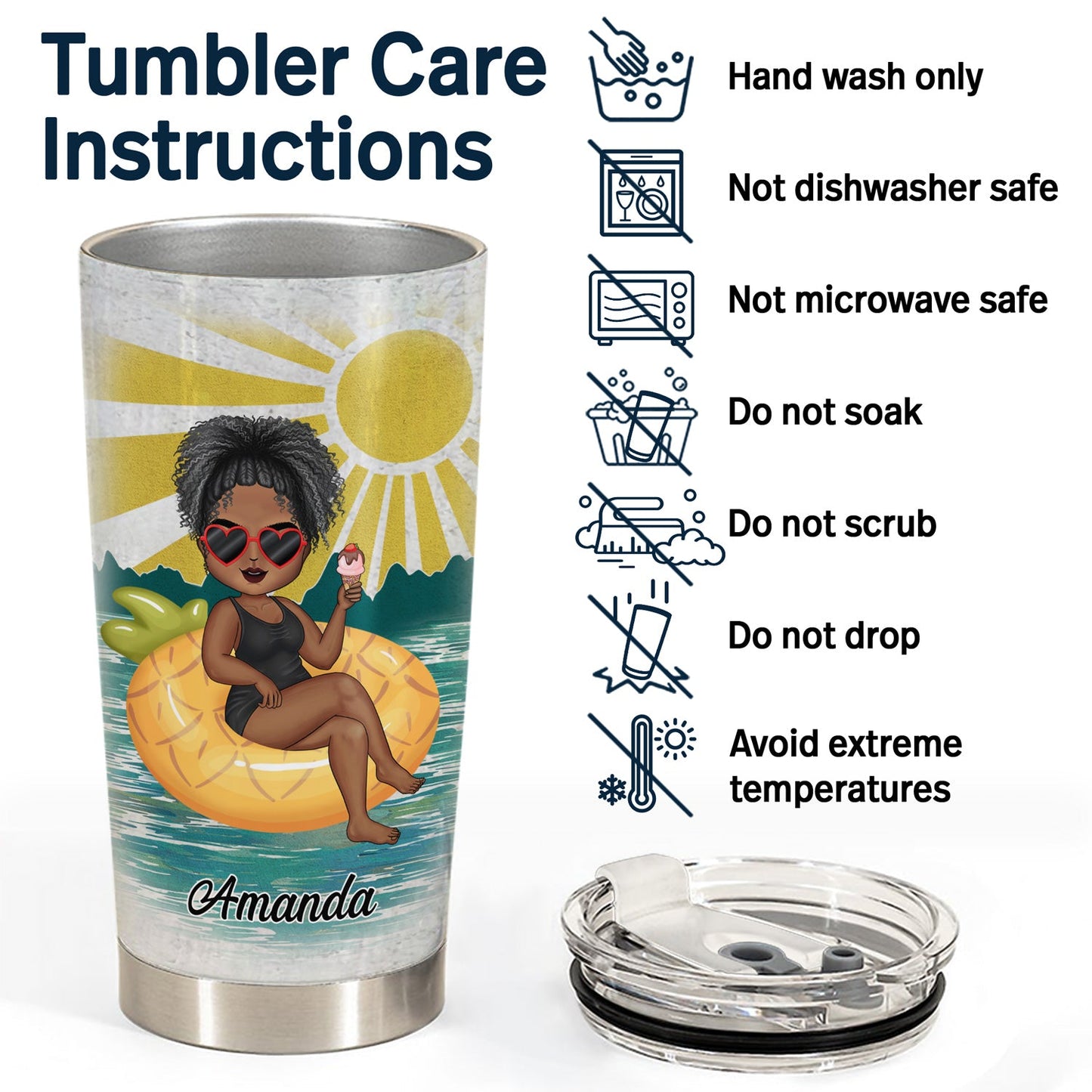 Salty Lil' Beach Tanned And Tipsy Pool Hair Don't Care - Birthday, Anniversary, Travel, Vacation Gift For Woman - Personalized Tumbler