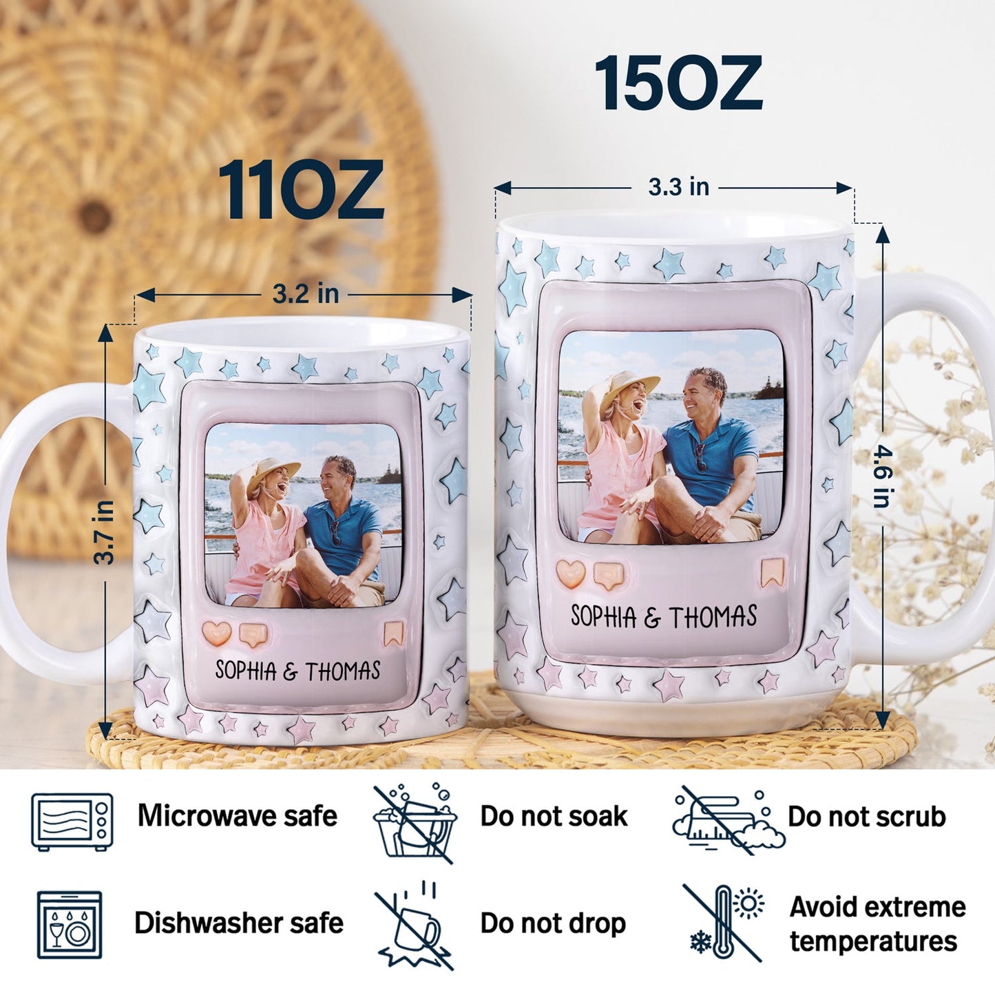 Custom Photo It Started With A Message - Gift For Couple, Spouse, Husband, Wife - 3D Inflated Effect Printed Mug, Personalized White Edge-to-Edge Mug