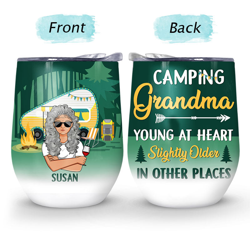 Camping Grandma - Gift For Grandmother - Personalized Custom Wine Tumbler