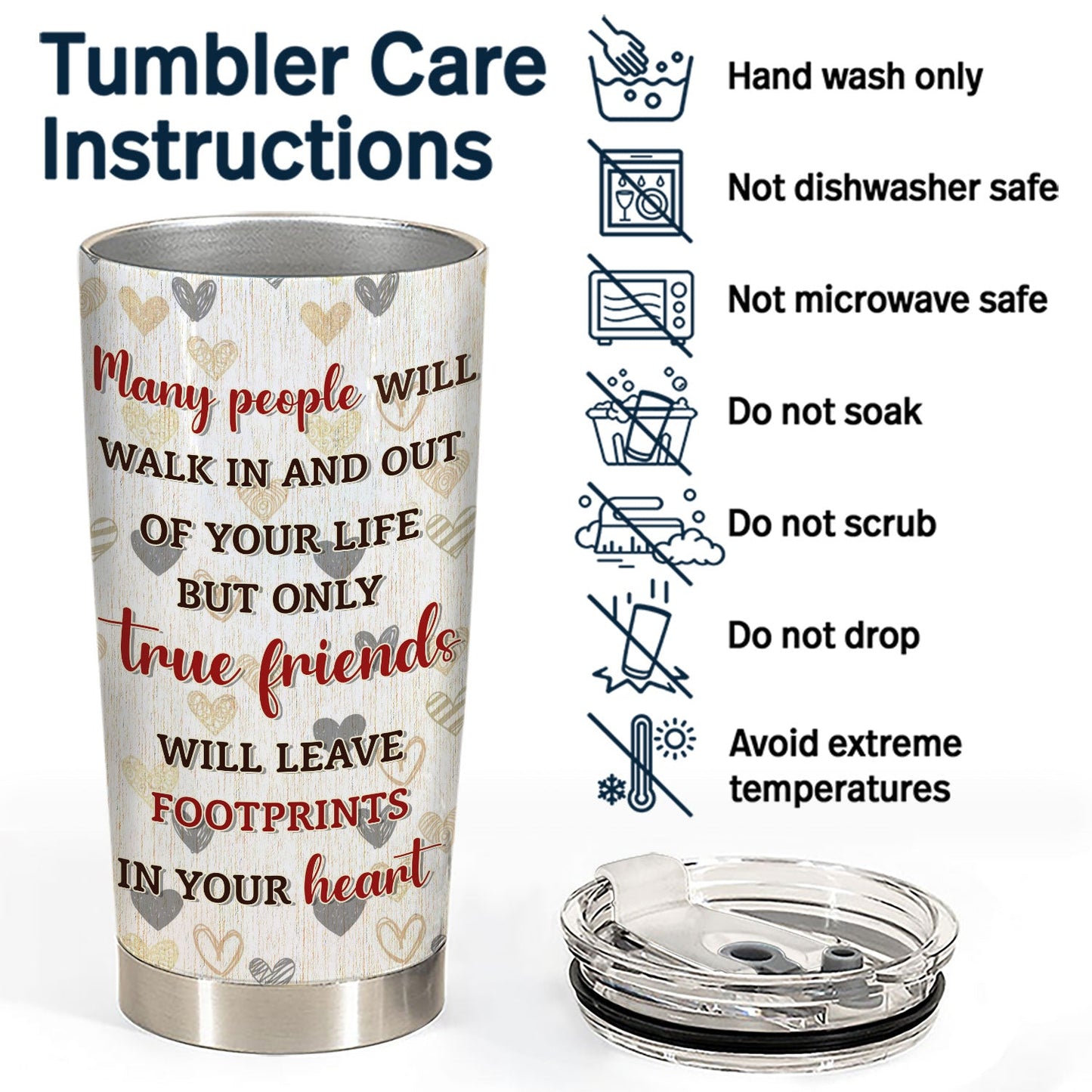 Only True Friends Will Leave Footprints In Your Heart - Gift For Best Friends - Personalized Custom Tumbler